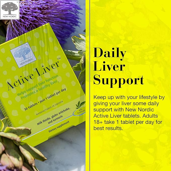 NEW NORDIC Active Liver 30-Day Supply, Daily Liver Supplement, Milk Thistle, Artichoke & Turmeric, 30 Tablets (Pack of 1)