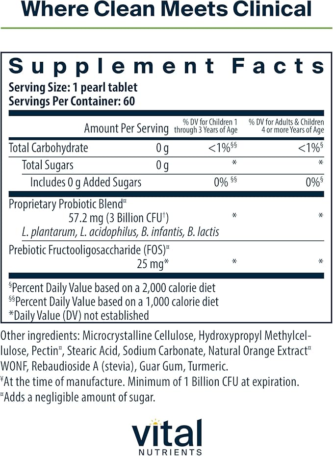 Hyperbiotics Vital Nutrients Pro Kids Probiotic | Allergen-Free Toddler Probiotics for Kids | Targeted Immune, Gut, and Digestive Health | Sugar-Free Orange Flavor | 60 Chewable Tablets