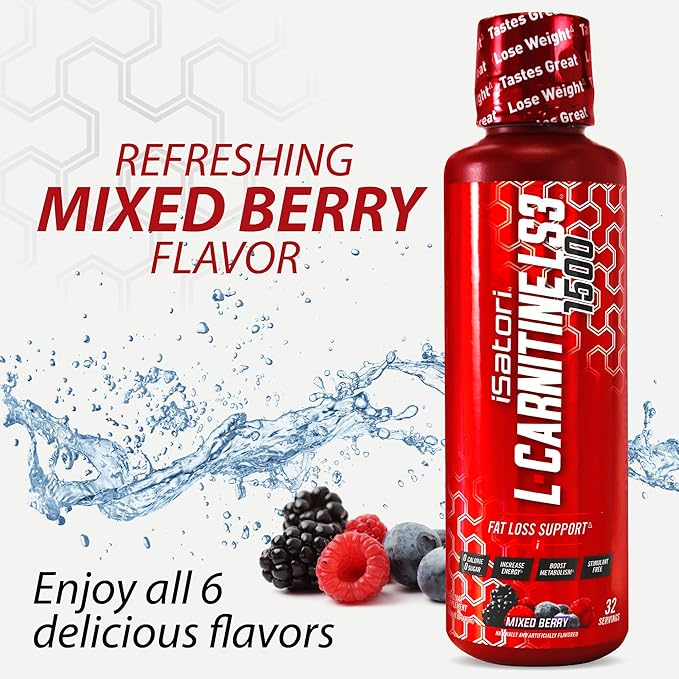 iSatori L-Carnitine LS3 1500, Triple-Blend Liquid L Carnitine Supplement, with Acetyl & Tartrate, Stimulant Free Energy, No Calories, Sugar or Gluten, Keto-Friendly, Mixed Berry Flavor (32 Servings)