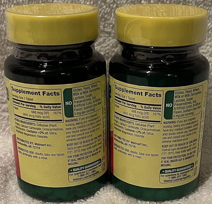 Folic Acid 400 Mcg, 250 Tablets (2 Pack)