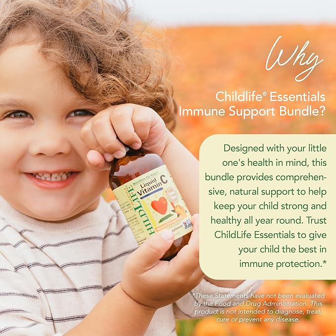 CHILDLIFE ESSENTIALS Immune Support 4-Pack - Liquid Vitamins & Minerals for Kids, Infants, Toddlers - Includes Vitamin D3, Vitamin C, First Defense, Echinacea