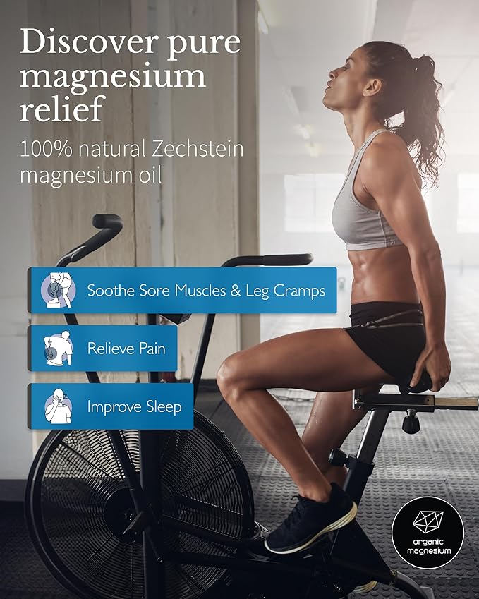 Spray Oil in Glass Bottle - 100% Pure Topical Magnesium Chloride for Leg Cramps from Ancient Zechstein Seabed | Perfect for Sports & Relaxing | for Adults & Kids (6,7oz)