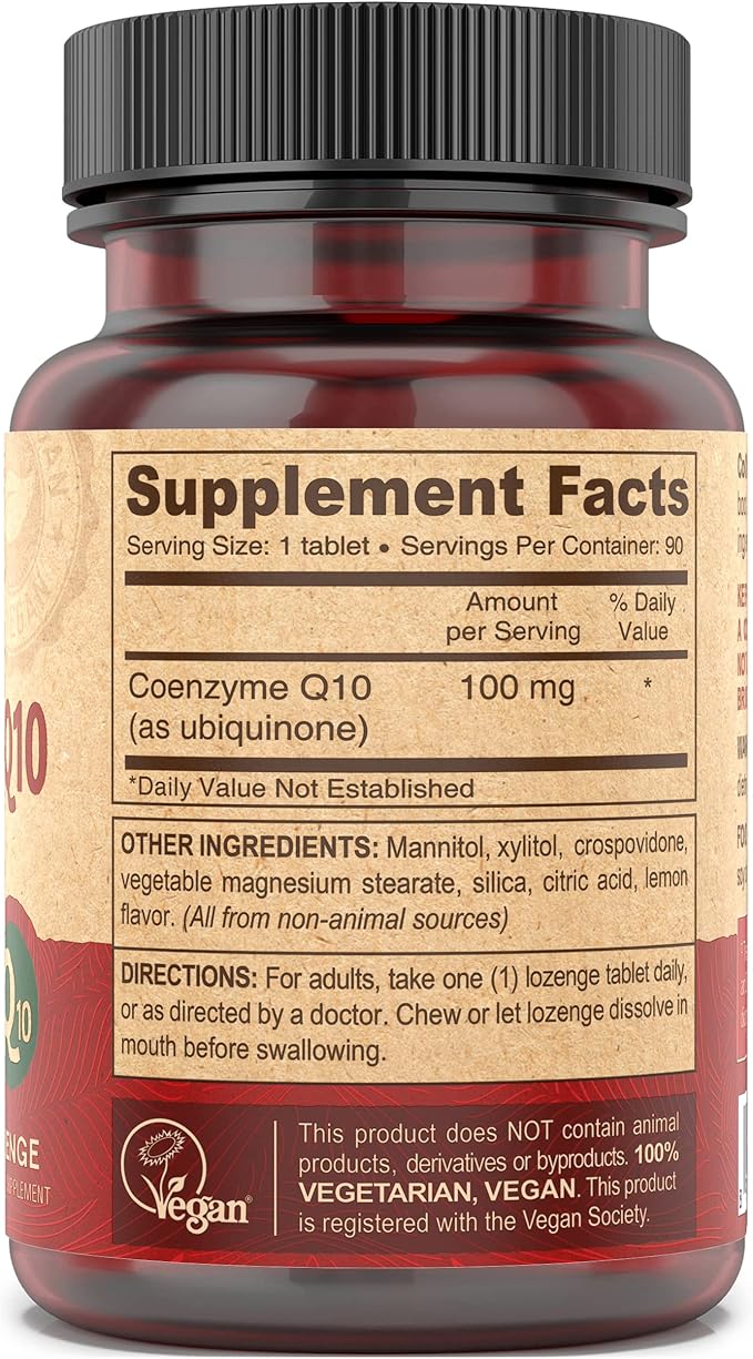 DEVA Vegan Vitamins Coenzyme Q10 100mg - Potent & Affordable in One Bottle - Chewable, 90 Tablets, (Pack of 1)
