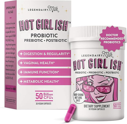 Legendairy Milk Hot Girl Ish™ - Daily Probiotics for Women with 50 Billion CFU - Women's Probiotic Supplement with 20 Probiotic Strains, Prebiotics & Postbiotic for Digestive, Gut & Immune Health