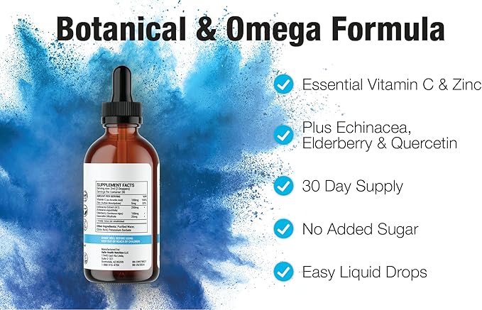 Immune Support Liquid Drops Daily 5-In-1 Immunity Vitamins – Liquid Immune Support Supplement: Quercetin, Echinacea, Elderberry with Zinc and Vitamin C for Adults Immune System Booster – 30 Day Supply