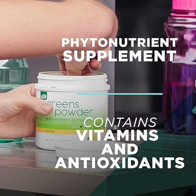 AdvoCare Greens Powder Phytonutrient Supplement - Supports Digestive Health with Antioxidants, Prebiotics & Probiotics* - Includes Broccoli Powder, Carrot Powder & More - Lemon, 7 oz