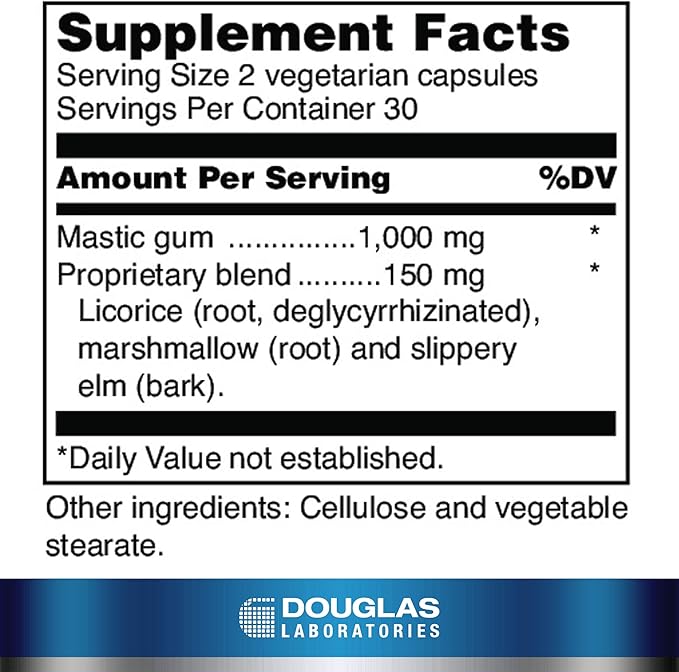 Douglas Laboratories Pylori-Plex - For Stomach Lining & GI Support* - With Mastic Gum, Licorice Root, Marshmallow Root & Slippery Elm - DGL Supplement - 60 Vegetarian Capsules