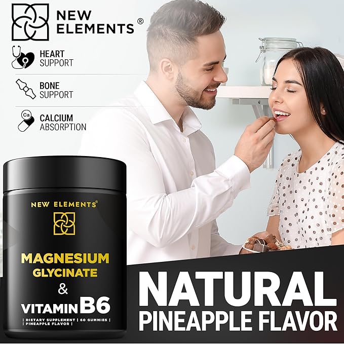 Magnesium Glycinate Gummies 500mg with Vitamin B6 100mg for Adults and Kids - High Absorption | Non-GMO | No Gluten | Stress Relief | Sleep & Relaxation | Muscle & Heart Support | Natural & Vegan