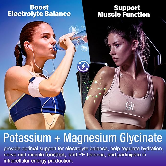 Potassium Magnesium Gummies - Potassium Supplement w/Ashwagandha 200mg, High Absorption Magnesium Glycinate,B6,B12,Potassium Citrate for Leg Cramps,Muscle,Electroyte for Adults Kids,Sugar-Free, 1Pack