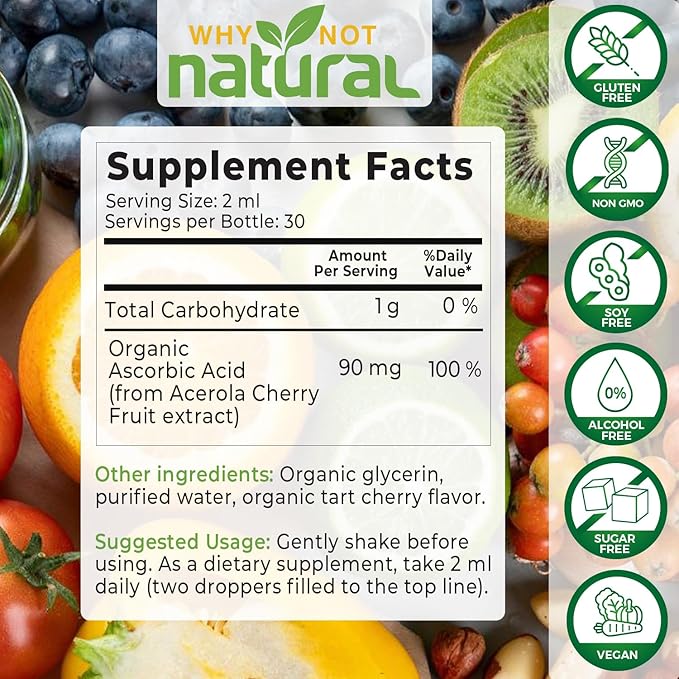 Why Not Natural Organic Liquid Vitamin C Drops Supplement