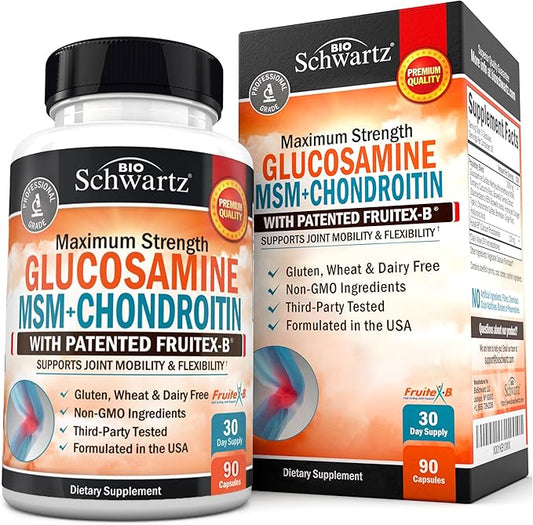 Glucosamine Chondroitin MSM Joint Support Supplement - FSA HSA Approved - Collagen Peptides, Turmeric and Ginger, Hyaluronic Acid, Glucosamine Chondroitin Sulfate - Gluten Free, Non GMO, 180 Capsules