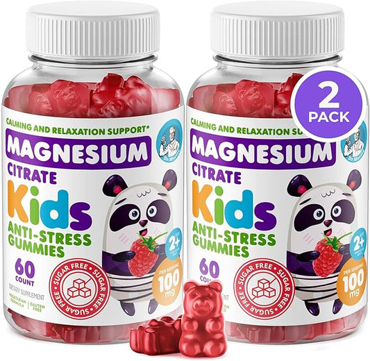 DR. MORITZ Sugar-Free Calm Magnesium Gummies for Kids and Adults - Non-GMO Magnesium Citrate Gummies - Raspberry Flavor - 2-Pack (60 Count)