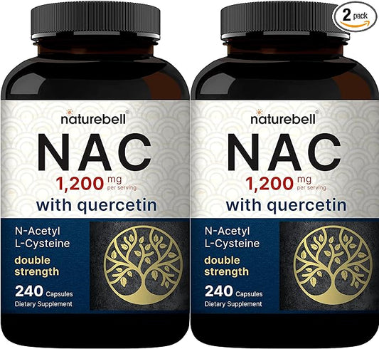2 Pack NAC Supplement (N-Acetyl Cysteine) with Quercetin, 1,200mg Per Serving, 480 Capsules | Double Strength Antioxidant Support for Immune, Liver, & Lung Health – Non-GMO