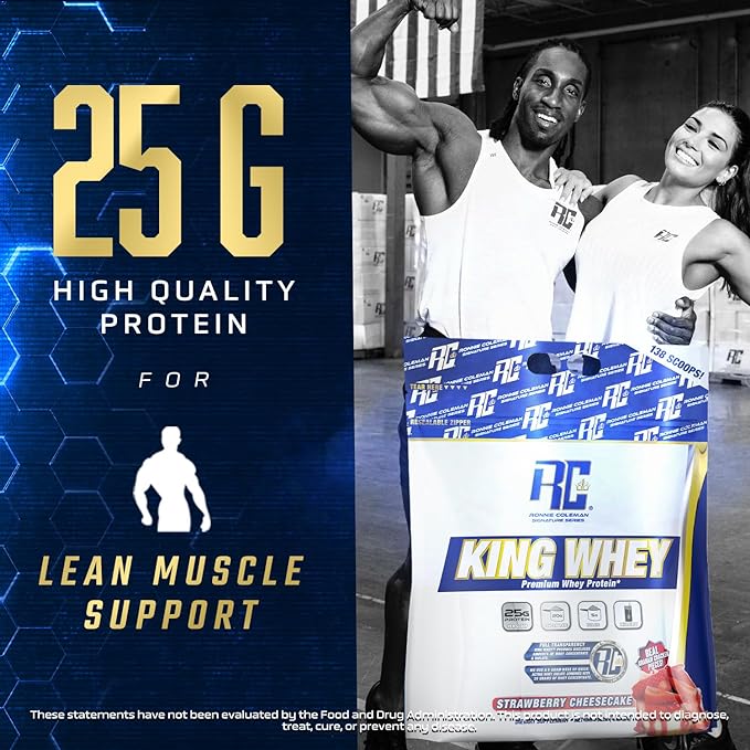 Ronnie Coleman Signature Series King Whey, Leading Whey Protein with Added Whey Isolate (10lb, Strawberry Cheesecake)