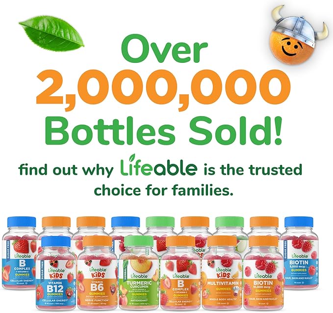 Lifeable Magnesium Gummies for Kids | 900mg Magnesium Citrate | Great Tasting Kids Magnesium Supplement | Gluten Free Muscle Support and Stress Relief Chewable | 90 Gummies