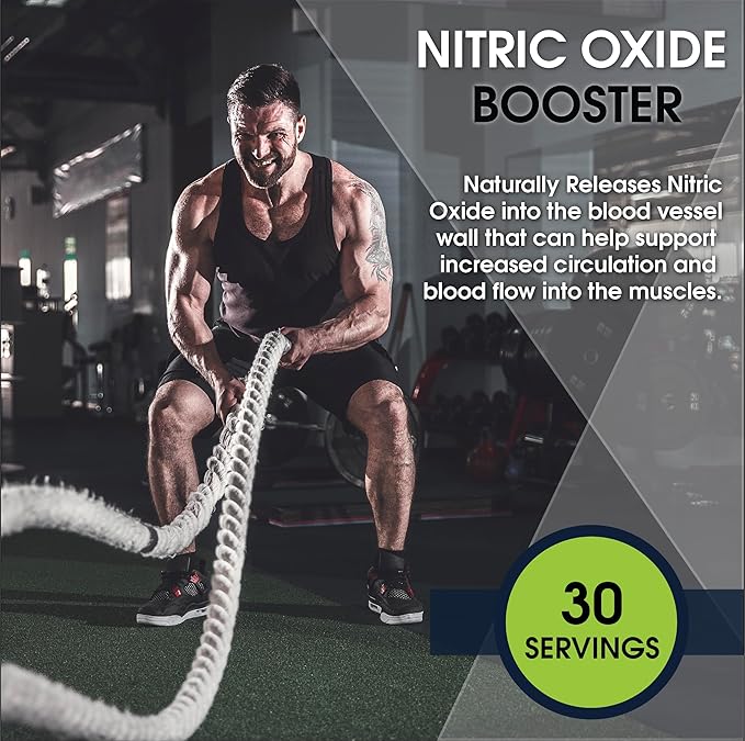 L-Arginine 5000mg + L-Citrulline Complex Powder Supplement Drink Mix - Nitric Oxide Booster for Heart Health, Blood Flow & Energy - 30 Servings (Strawberry Banana)