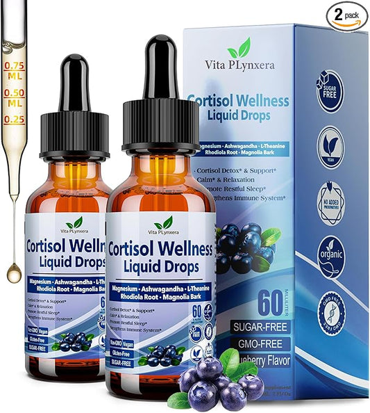 2 Pack Cortisol Supplements for Women & Men, 17-in-1 Cortisol Reducer Detox Manager w. Magnesium Ashwagandha, L-Theanine, Phosphatidylserine, Hormone Balanced for Women, Mood Focus, Sleep Support