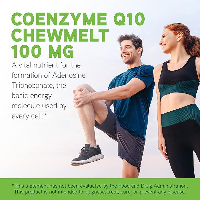 DAVINCI Labs Coenzyme Q10 Chewmelt 100mg - Supports Liver, Brain, Heart Health & More with Vitamin E & CoQ10* - 60 Chewable Tablets