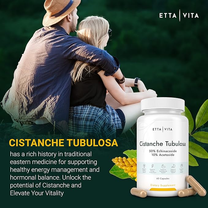 Potent Cistanche Tubulosa Capsules (500 mg) Stress Response, Mood & Cortisol Support (2X Potent 50% Echinacoside/10% Acetoside) Hormonal Balance for Men & Women - Cistanche Supplement, Powder Extract