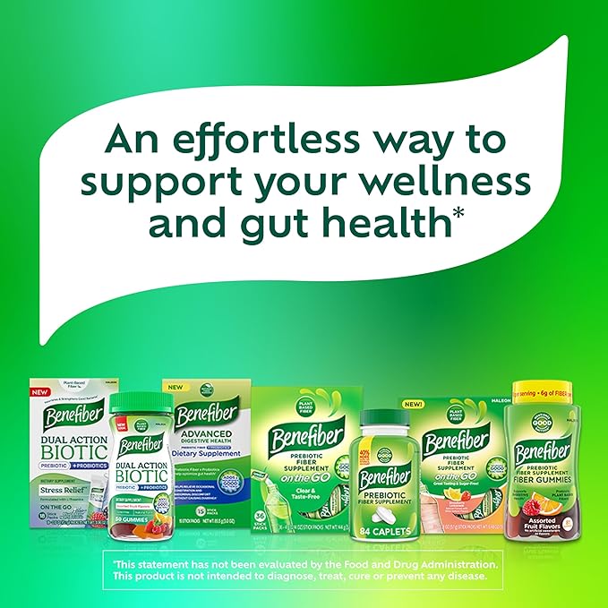 Benefiber Daily Prebiotic Fiber Supplement Powder for Digestive Health, Unflavored - 125 Servings (17.6 Ounces)