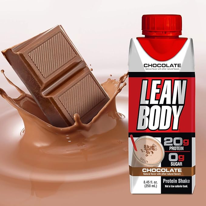 Labrada Lean Body Ready-to-Drink Chocolate Shake, 20g Protein, Whey Blend, 0 Sugar, Gluten Free, 22 Vitamins & Minerals, (Recyclable Carton & Lid - Pack of 4)