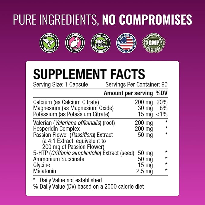 Approved Science Menoprin PM - Valerian Root, Magnesium, Melatonin - 90 Capsules - 1 Bottle - Vegan