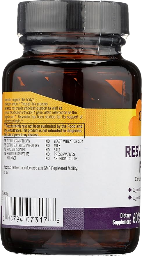 Country Life Resveratrol Plus 1000mg - Organic Antioxidant Supplement with Pine Bark & Grape Seed Extracts - Vegan, Gluten-Free, Non-GMO