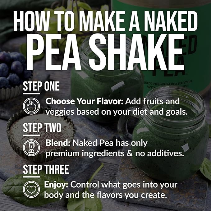 NAKED Pea - Double Chocolate Protein from US & Canadian Farms, Organic Cocoa, Organic Coconut Sugar - No GMO, No Soy, and Gluten Free, Aid Growth and Recovery - 21 Servings