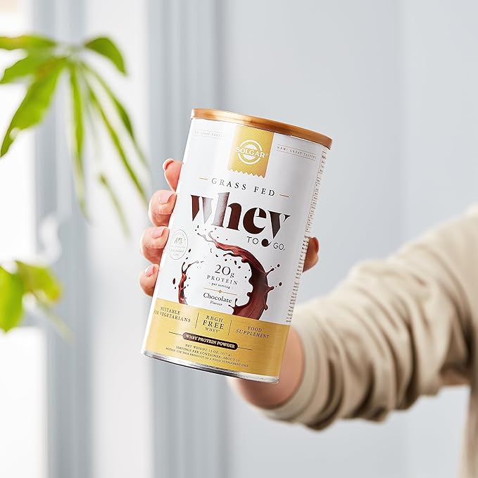 Solgar Grass Fed Whey to Go Protein Powder Chocolate, 13.2 oz - 20g of Grass-Fed Protein from New Zealand cows - Great Tasting & Mixes Easily - Supports Strength & Recovery - Non-GMO, 13 servings