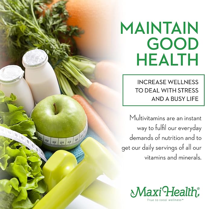 Maxi Health Women's Daily Multivitamin Biotin, Vitamins A B C D E, Calcium, Zinc, Lutein, Magnesium, Folate and More. Supports Gut Health for Women. Natural, Non-GMO, Gluten Free & Dairy Free Kosher