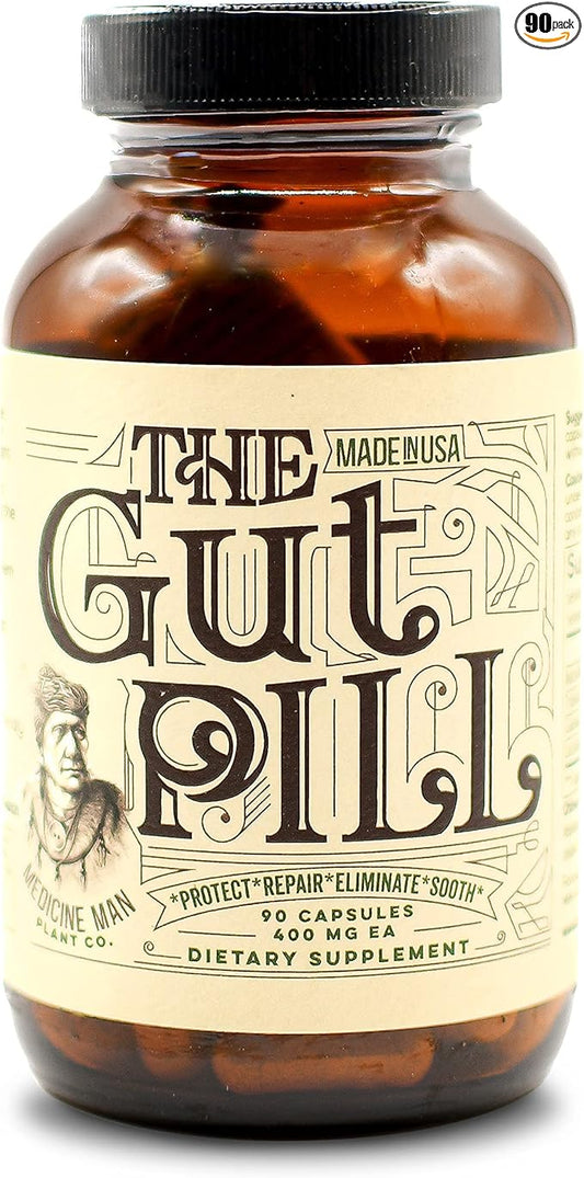 The Gut Pill 90 Capsules - Natural Gut Health Supplements for Women & Men for Leaky Gut Repair - With Marshmallow Root Herb, Calendula Flower, Triphala Fruits, and Lactobacillus Acidophilus