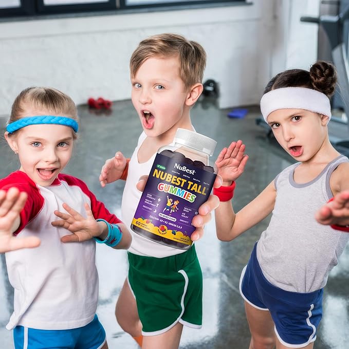 NuBest Tall Gummies for Kids Age 2+ & Teens | Bone Strength, Immunity, Digestive Health with Calcium, Vitamin D3, K2, B Complex, Magnesium, Zinc | 20+ Vitamins Berries Gummies, No Added Sugar