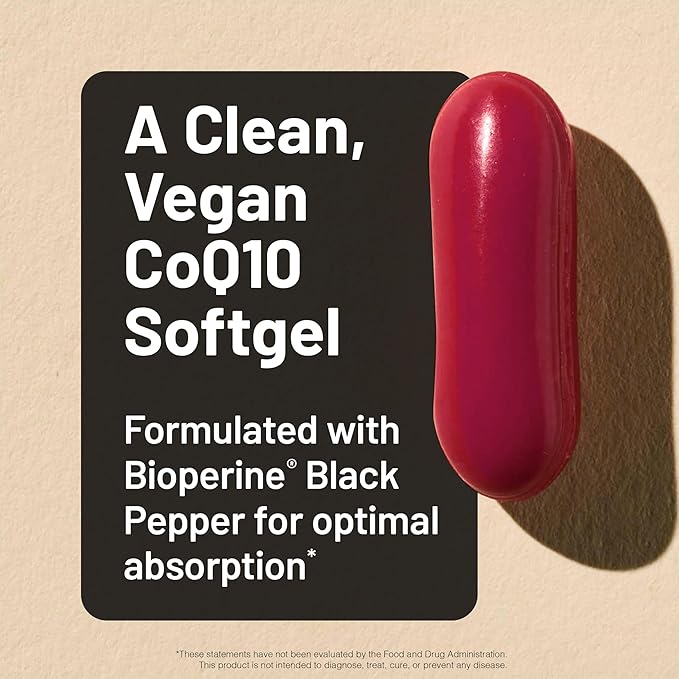 NatureWise CoQ10 200mg Softgels, High Absorption Coenzyme Q10 with BioPerine Black Pepper - Antioxidant for Heart Health + Cellular Energy - Vegan, Non-GMO, Gluten-Free - 30 Count[1-Month Supply]