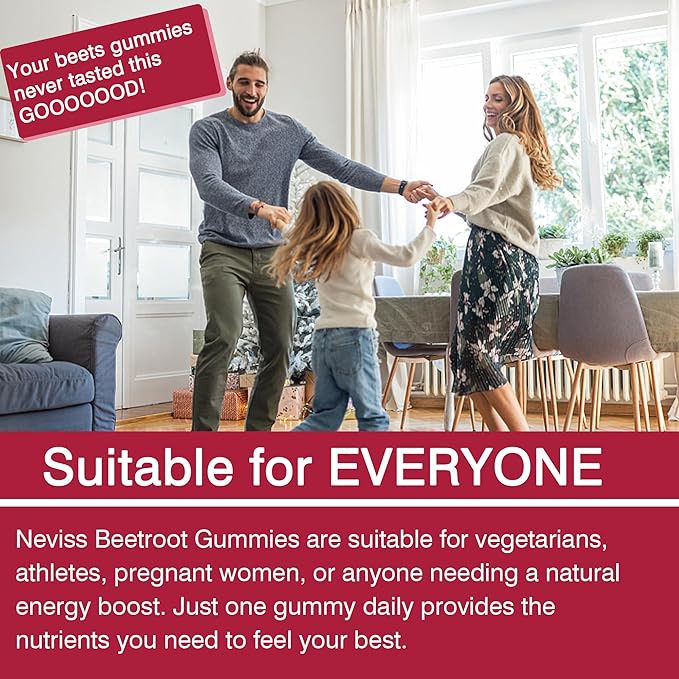Beet Root Gummies with Iron, Methyl B12, Folate, Vitamin C, Increase Nitric Oxide & Iron Levels, Energy Support, Fight Fatigue, Beetroot & Gentle Iron Supplement for Women Men, Sugar Free, 120 Counts