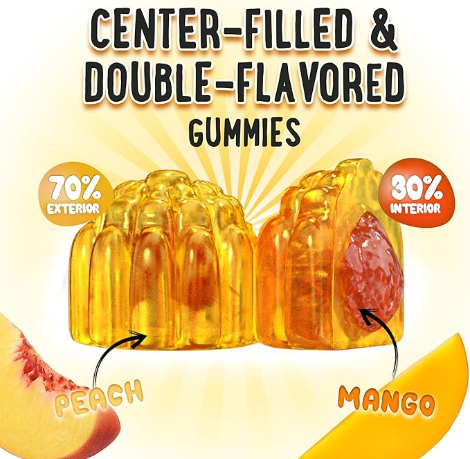 Center-Filled Magnesium Glycinate Gummies 400MG - High Absorption for Kids, Teens & Adults - Supplement for Sleep, Calm & Muscle Relaxation with B6 & D3 - Gluten Free & Vegan Friendly - 60 Count