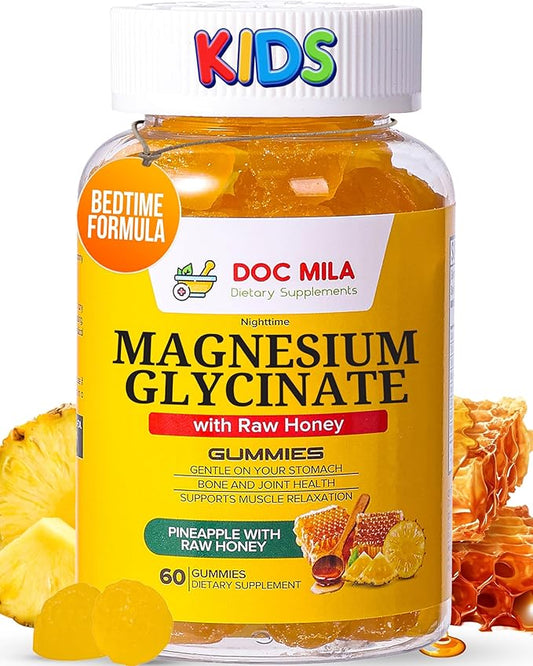 Magnesium Glycinate Gummies 100mg for Kids and Adults- Bedtime Formula, Deep Calm Sleep Supplement - Glicinato de Magnesio