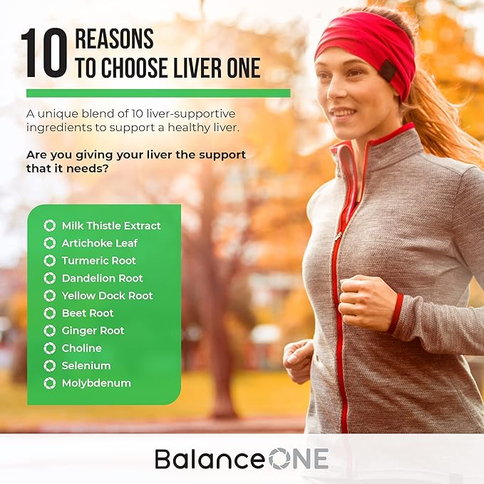 Balance ONE Liver Support Supplement with Milk Thistle Extract, Dandelion Root & Molybdenum – Natural Liver Cleanse, Repair & Detox for Men & Women - Vegan Capsules, 1 Month Supply - Liver One