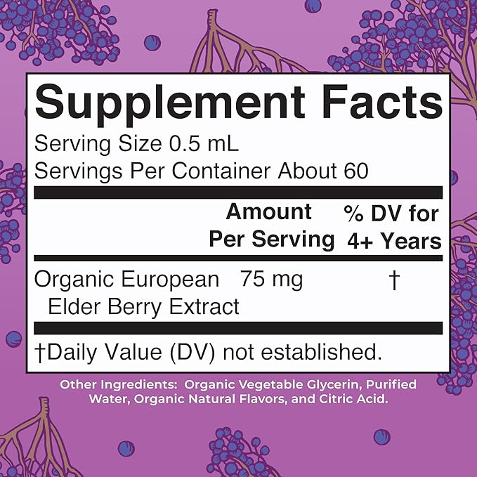 MaryRuth Organics USDA Organic Elderberry Liquid Drops for Kids | Vegan Elderberry Extract Organic Glycerin | Immune Support Supplement | Overall Health | Formulated for Ages 4-13 | 1oz