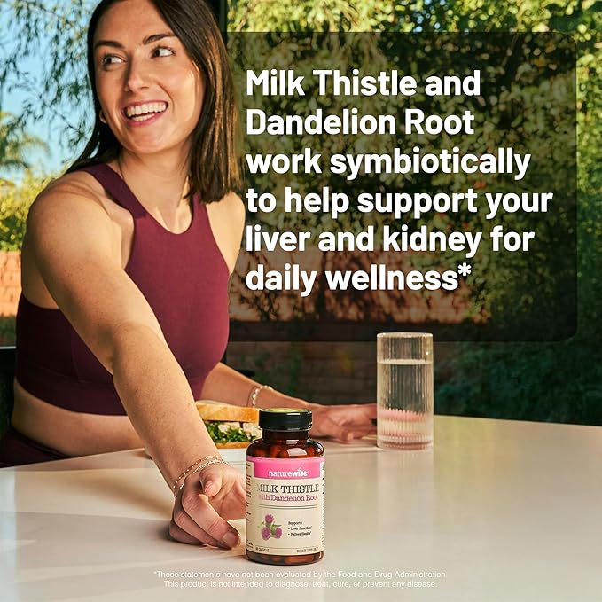 NatureWise Milk Thistle with Dandelion Root - Silymarin - Antioxidant Liver & Kidney Health Support Supplement - Vegan, Non-GMO, Gluten Free - 60 Count[60-Day Supply]