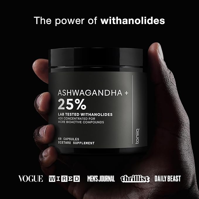 Ashwagandha - Ultra High Potency 40:1 Extract with 25% Withanolides - Wild Harvested in India - Highly Concentrated & Third-Party Lab Tested - 60 Capsules