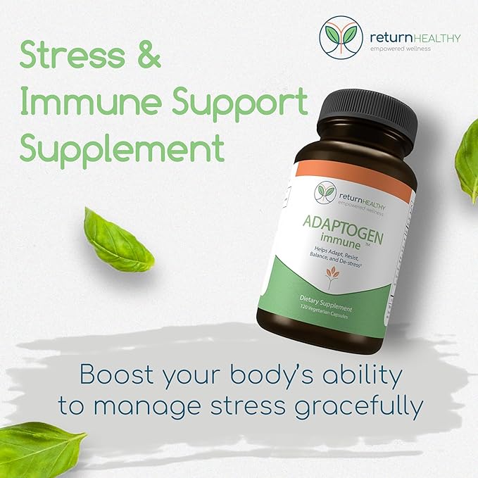 Adaptogen Immune, Adaptogens Supplements, Ashwagandha Supplements with Siberian Ginseng, Astragalus Root, and More - Promotes Healthy Body Functioning - Stress Relief Supplement, 120 Capsules
