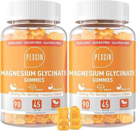 Magnesium Glycinate Gummies for Adults & Kids, 1000mg High Absorption Magnesium Complex Supplement, Sugar Free with Potassium,Vitamins for Calm, Sleep Supprt, Stress Relief, 180 Counts Orange