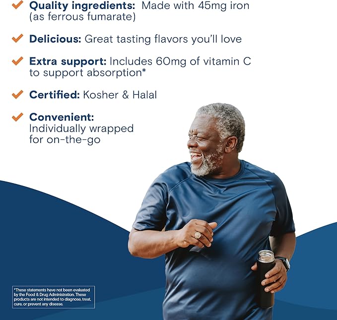 Bariatric Fusion Iron Supplement for Women Anemia | Chewable Iron with Vitamin C | Watermelon Flavored Soft Chew | Gentle on Stomach Ferrous Fumarate for Women and Men | Gluten Free | 60 Count