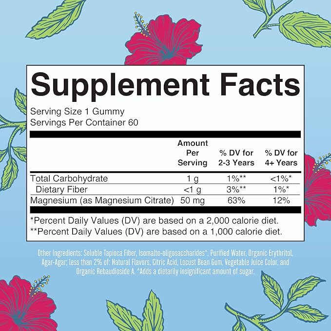 MaryRuth Organics Kids Magnesium Citrate Gummies by MaryRuth's | 2 Month Supply | Sugar-Free | Calm Magnesium Gummies for Kids 2+ | Bone Health | Calcium Absorption | Vegan | 60 Count