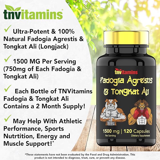 Fadogia Agrestis & Tongkat Ali Supplement: 1500mg - 120 Capsules | 750mg Each of Tongkat Ali (Longjack) & Fadogia | Ultra-Potent Formula For Men For Sports Nutrition, Athletic Performance, & Muscles*