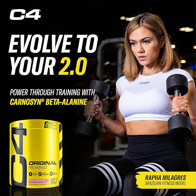 Cellucor C4 Original Pre Workout Powder Pink Lemonade Vitamin C for Immune Support Sugar Free Preworkout Energy for Men & Women 150mg Caffeine + Beta Alanine + Creatine 60 Servings