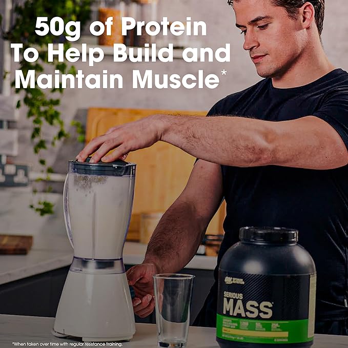 Optimum Nutrition Serious Mass Weight Gainer Protein Powder, Vitamin C and Zinc for Immune Support, Vanilla, 12 Pound (Packaging May Vary)