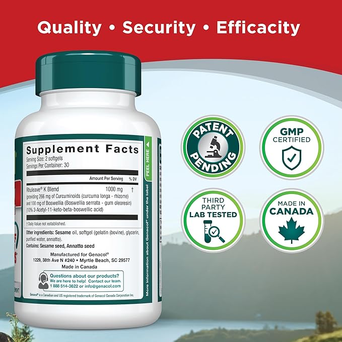 Genacol Fast Action Natural Formula with Curcumin, Boswellia & Black Sesame Oil | All-Natura | Non-GMO | 60 Fast Dissolving Softgels