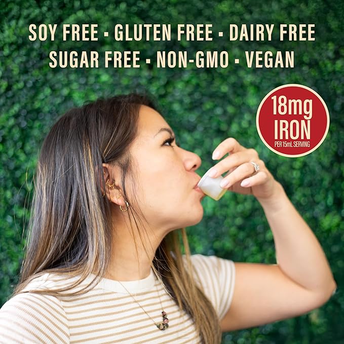 Iron Supplement for Women Vegan Liquid Iron Fast Absorbing Immune Support & Women’s Health Ferrous Bisglycinate Chelate Healthy Blood & Red Cells Stomach-Friendly High Potency 15.2 fl oz Mixed Berry