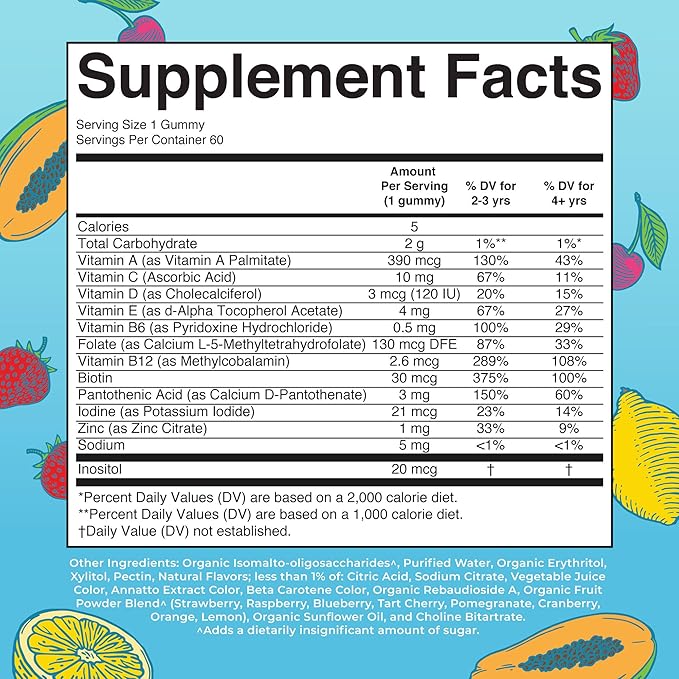 MaryRuth Organics Kids Vitamins | Multi | Sugar Free | 2 Month Supply | Kids Multivitamin Gummies for Ages 2+ | Vegan | Only 1 Gummy a Day | 60 Count